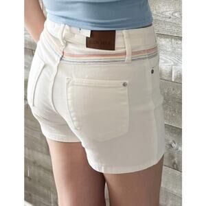 Judy Blue Shorts Womens X-Large White Jean Shorts W/ Rainbow Accents Fun NWOT